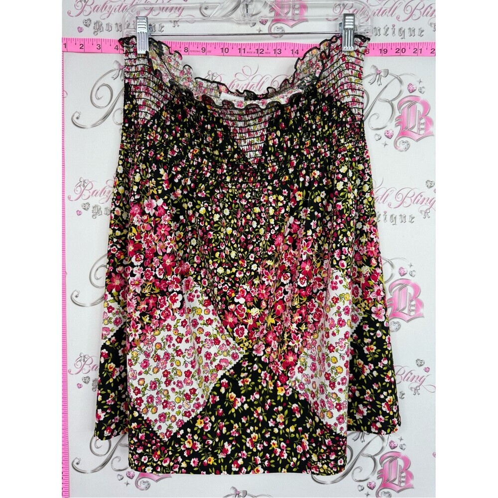 Suzy shier skirt or top Floral Smocked Tube Top - Pink & Black
